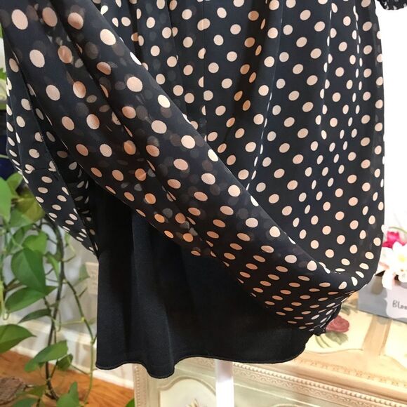 Enfocus Petite Polka Dot Sheer Sleeve Lined Dress Black Sz 8P - Picture 7 of 10